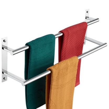 KOKOSIRI Bathroom Towel Racks 20 Inch Double Towel Bars Bath Towel Holder Towel Storage Towel Shelves Wall Mount Stainless Steel Polished Chrome B5010CH-L20 - color: Polished Chrome, size: 20-Inch