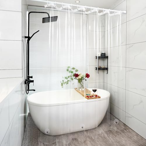 Seenus 75 inch Long Clear Shower Curtain with 3 Large Magnets, Waterproof PEVA 8G Plastic Shower Curtain Liner Weighted, 72'' x 75'' Long Transparent Shower Liner Bpa-Free for Bathroom - color: Clear, size: 72"W x 75"L (Pack of 1)