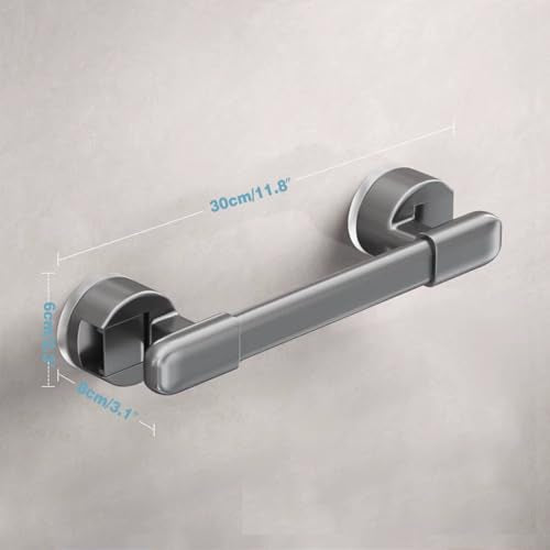 Suction Cup Grab bar for Shower，Suction Cup Shower Grab Bars,11.8″, 2-Pack | No drilling, no glue damage to walls. Simply press to lock the suction cup, easy to install and reposition whenever you want - color: Gray 30cm 2pcs