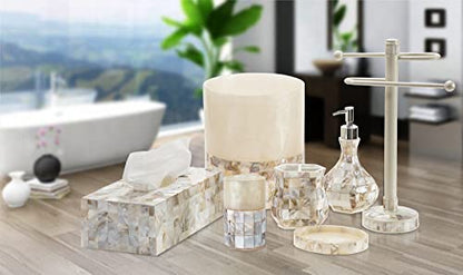Milano Tissue Box Cover Rectangular - Decorative Tissue Box Holder Rectangular is Finished in Beautiful Mother of Pearl Shells - Durable Tissue Cover for Elegant Decor - style: Rectangular Tissue Box Cover