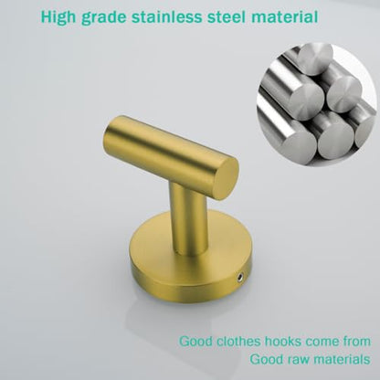 Towel Hooks for Bathrooms,Champagne Bronze Wall Mount Hooks SUS 304 Stainless Steel Coat Hook Robe Hook Towel Hook 2 Count for Kitchen,Bedroom (Drilling),96006-8CB2 - color: 2-Champagne Bronze