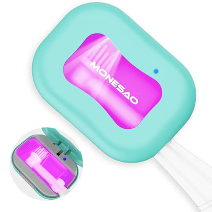 MONESAO Toothbrush Sanitizer Case, Toothbrush Covers with Holder | Rechargeable Travel Home Toothbrush And Holder, Cleaner Case for All Electric And Manual Toothbrushes (Blue) - color: Blue