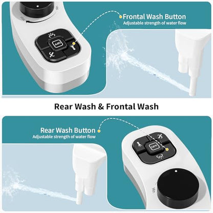 PIKETS Bidet Attachment for Toilet, Dual Nozzle (Frontal and Rear Wash) Non-Electric Fresh Water Bidet Toilet Seat Attachment with Nozzle Self Cleaning, Adjustable Water Pressure (Black) - color: Black