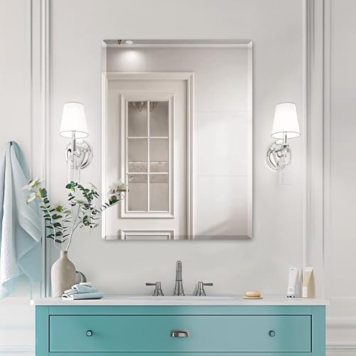 Beveled Bathroom Mirror 24"x32" Frameless Mirror Rounded Corner | Modern Wall Mount Vanity Mirror, Hangs Horizontally or Vertically, Rounded Rectangle, Shatterproof, Upgraded Packing - size: 32"L x 24"W