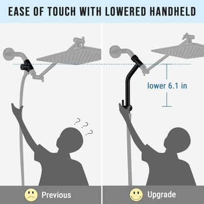 G-Promise 6.1 Inch Low-level Shower Diverter with Holder (Matte Black) | All Metal Construction, 3 Spray Settings, 6.1 Inch Low Diverter, Dual Mount Shower Holder, Standard Thread Connection - color: Matte Black, size: 3-Settings