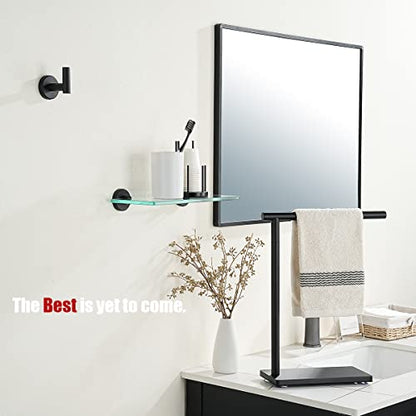 JQK Bathroom Glass Shelf Black, Tempered Glass Shower Storage 12 by 5 inches, 304 Stainless Steel Matte Black Wall Mount, TGS101L12-PB - color: Black, size: 12 Inch (1 Pack)