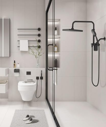 Filtered Shower Head with Handheld Spray Combo,12 inch High Pressure Rainfall Shower Head with Adjustable Slide Bar,Dual Rainfall Showerhead,Bathroom Accessories,Black