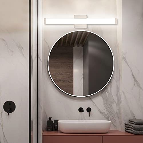 24" LED Vanity Light, 14W 5CCT Dimmable, Brushed Nickel | Wall Bar Light, Rust & Moisture Resistant, Dimmable 2700K-5000K, Energy-saving, moisture-proof, Dresser Bathroom over Mirror - color: Brushed Nickel, size: 24 inch 5CCTDimmable