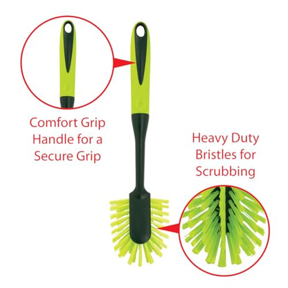 Pine-Sol Scrub Brush Set - Long Handle Cleaning Brushes with Heavy Duty Bristles and Comfort Grip - Scrubbers for Kitchen, Household, and Dishwashing, 2 Pieces - size: 2 Piece Set