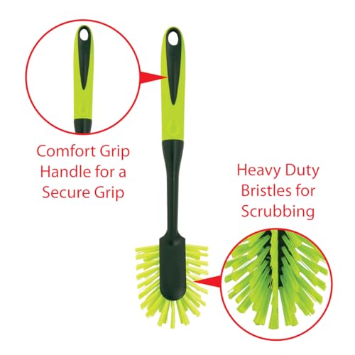 Pine-Sol Scrub Brush Set - Long Handle Cleaning Brushes with Heavy Duty Bristles and Comfort Grip - Scrubbers for Kitchen, Household, and Dishwashing, 5 Pieces - size: 5 Piece Set