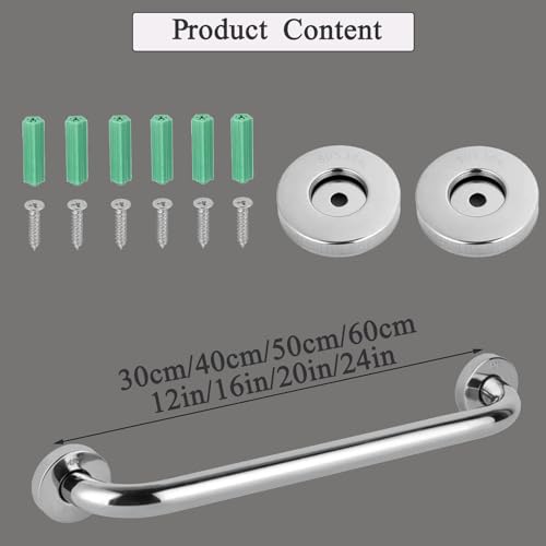 Grab Bars for Shower, 12 Inch Grab Bar for Bathroom Seniors Elderly Safety Handle 304 Stainless Steel Anti-Slip, Handicap for Bathtub,Toilet, Stairway - size: 12inch