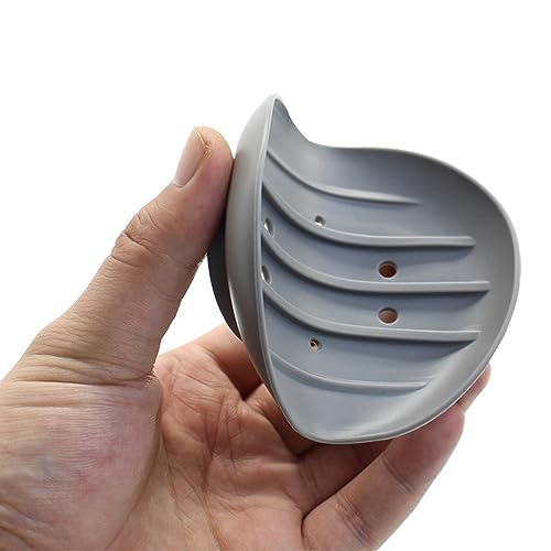 Flexible Silicone Soap Tray Soap Holder Self Draining Soap Saver for Shower Bathroom and Kitchen 2 Pack (Grey + White) Soap Saver White Soap Dish Soap Storage Non Slip Soap Tray Soap Dish for Shower