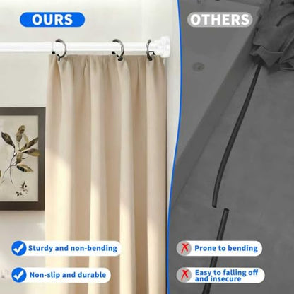 White Shower Curtain Rod 39-70 Inch Integration Tension Curtain Rod, Load 44LBS No Splice 304 Stainless Steel Adjustable Spring Heavy Duty Tension Rods for Bathroom Windows No Drill Non Slip - color: White, size: 39-70 Inch