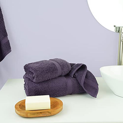 Chakir Turkish Linens Personalized 3 Piece Towel Set, 100% Cotton Luxury Turkish Towels for Bathroom, Soft Absorbent Towel Set with Bath Towel Hand Towel and Washcloth, Plum - color: Plum