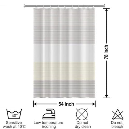 Boho Beige Brown Striped Long Stall RV Shower Curtain 54" Wx78 L | White Gray Bohemian Geometric, Polyester Waterproof, Machine Washable, Bathroom Small Curtain, Easy to Install with 10 Hooks - color: Beige, size: 54"W x 78"L (Pack of 1)
