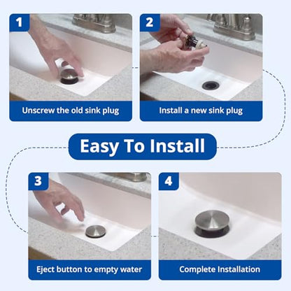 972-098J Brushed Nickel Bathroom Sink Push & Seal Pop Up Drain Stopper | Sealed and Durable 35338-06XX