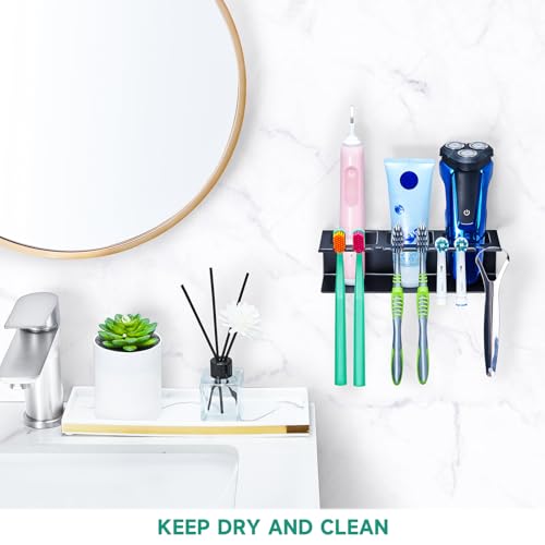 Electric Toothbrush Head Holders, Electric Toothbrush Holders Wall Mounted, Shower Electric Head Holder, Toothbrush and Toothpaste Holder, Tooth Brushing Holder for Bathroom (Black, Large) - color: Black, size: Large