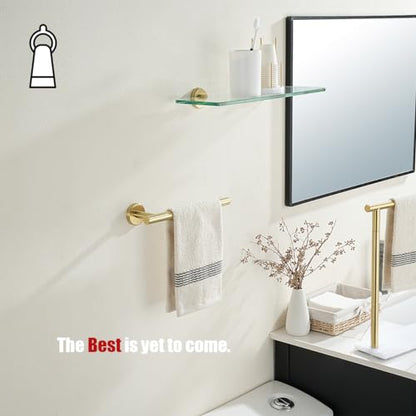 JQK Hand Towel Bar Gold, 10 Inch Thicken 0.8mm 304 Stainless Steel Bathroom Hand Towel Holder, 9 Inch Useable Length Wall Mount, Brushed Gold, THH110L9-BG - color: Brushed Gold