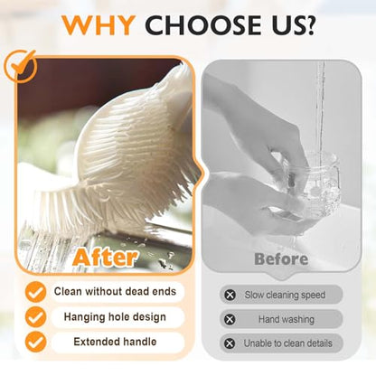 360° Flexible Silicone Bottle Brush with Long Handle, 2025 New Bottle Cleaning Brush, Deep Cleaning Brush for Narrow Neck Bottles, Water Bottles, Baby Bottles, Flasks Soft Bottle Brush (1PC) - color: 1pc