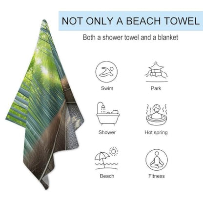Beach Towel for Adult Swim Towel Oversized Bath Towels Pool Towels | Bamboo Growth Plush Super Soft, Sand Free Quick Dry Absorbent Compact Towel, Travel Essentials Accessories