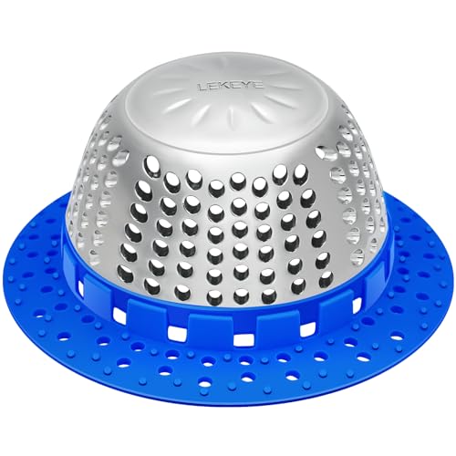 LEKEYE Shower Drain Hair Catcher/Shower Drain Cover/Drain Protector for Pop-Up & Regular Drains(Blue) - color: Blue