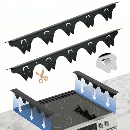 Silicone Stove Gap Covers with Stainless Steel, Oven Gap Filler Seals Gaps Between Stovetop and Counter, Stove Gap Guards Range Trim Kit, Easy to Clean Stove Gap Guard (Black 2 Pack,25") - color: Black, size: 25 inches