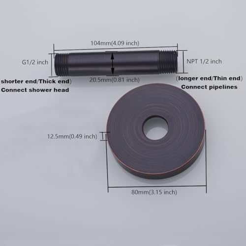 RANDOM Straight Shower Arm with Flange Oil Rubbed Bronze 4 Inches Ceiling Mount Shower Head Extension Arm Ceiling-Mounted For Fixed Shower Head.RD-91038-4-ORB - color: 4″ Oil Rubbed Bronze(Round Flange)