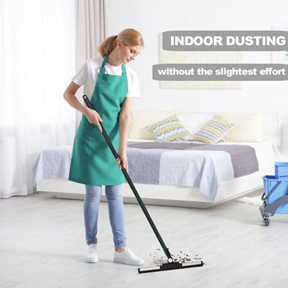 Floor Squeegee - 52 Inch Adjustable Long Handle 14.2 Inch Rubber Blade 180° Rotatable Head Heavy Duty Squeegee Broom for Floor Window Bathroom Tile Garage Concrete Shower Patio (Black) - color: Black