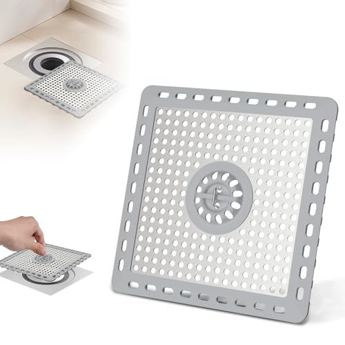Hibbent Upgraded Shower Drain Hair Catcher, Shower Cover for Bathroom Floor 6" Drain, Anti-Clogging Bathtub Strainer, Stainless Steel Kitchen Sink Strainer with Handle, Grey - color: 6' Light Grey