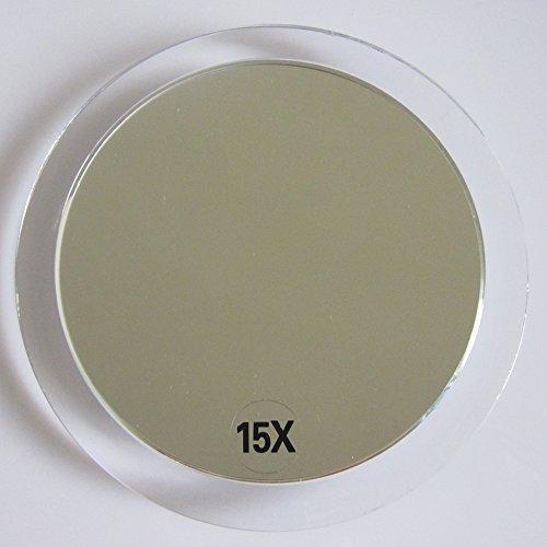 SANTOO 15X Magnifying Mirror - with 3 Mounting Suction Cups - Used for Precise Makeup - Eyebrows/Tweezing - Blackhead/Blemish Removal - Bathroom/Travel Makeup Mirror - 6 Inch Round (Rose Gold) - color: 15x