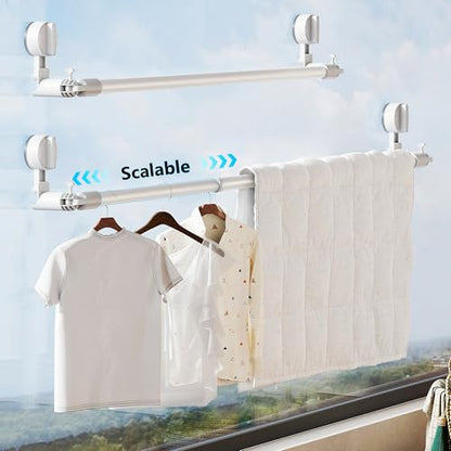 Towel Bar for Bathroom Wall Mounted,Adjustable No Drill Towel Rack,Rustproof Towel Holder,Retractable Drying Rack for Clothes,Space-Saving Towel Hanger for Closet,Bedroom,Balcony,20-34in