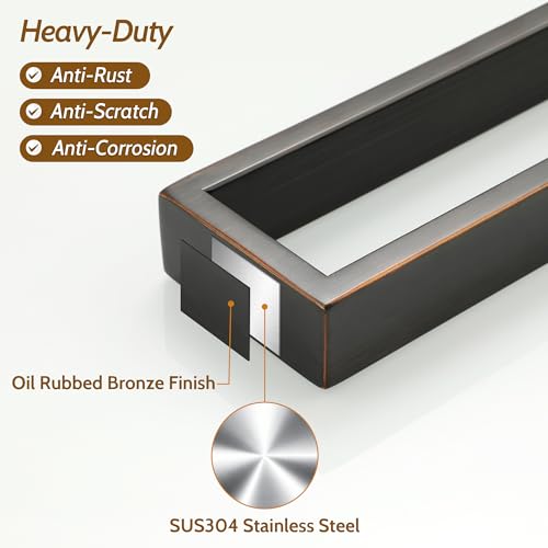Sayayo Oil Rubbed Bronze Towel Bar for Bathroom, 8 Inch Hand Towel Holder Wall Mount Square Towel Ring SUS304 Stainless Steel Towel Rack - color: Oil Rubbed Bronze, size: 8 INCH