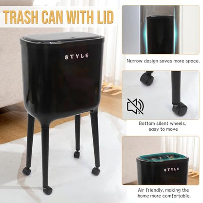 XPIY Trash Can with Lid, 2 Pack 4 Gallons/15 Liters Garbage Can with Press Top, Small Trash Can Dog Proof, Plastic Trash Bin, Waste Basket for Bathroom|Kitchen|Bedroom|Office (1, White new 3 Pack) - color: white new 3 pack