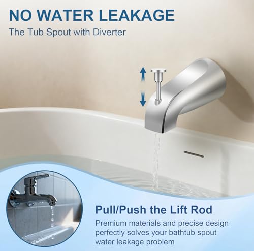 Universal Tub Spout for 1/2" Copper Pipe, 1/2" IPS and 3/4" IPS, Bathtub Spout with Diverter and Adapter and Hex Wrench (Chrome) - color: Chrome
