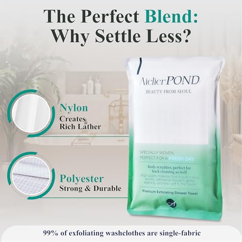 Korean Exfoliating Washcloth – Exfoliating Shower Towel Body Scrub Cloth for Deep Cleansing, Dead Skin Removal & Smooth Skin (Fresh Green – Deep Exfoliation) - color: Green1