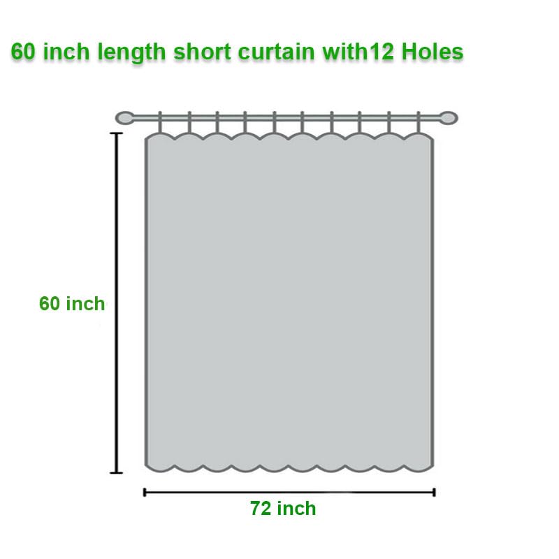 Short Clear Shower Curtain Liner 60 Inch Long, Waterproof Plastic Bathroom Curtain Liners, Semi Transparent, Hotel Quality, Machine Washable, 72 X 60 Inch - color: 3d-semi Sheer, size: 72"W x 60"L (Pack of 1)