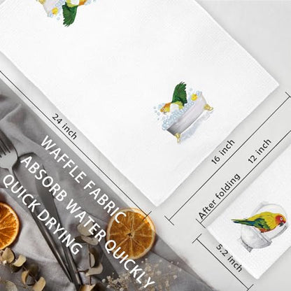 Jvpke Funny Parrot Bath Hand Towels - Set of 2, 16x24 Inches, Parrot Color, Waffle Weave, Super Absorbent, Machine Washable - color: Parrot