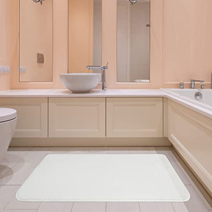 American Soft Linen 21x32 Fluffy Foamed Slip Reducer Bath Rug, Machine Washable Area Bath Mat Rugs for Bathroom, White - color: Bright White, style: 21x32" Fluffy Foamed Bath Mat