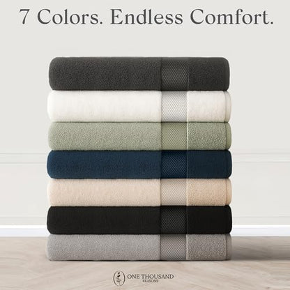 Premium Staple Cotton Bathroom Towel Set - Black 600 GSM 6-Piece Luxury Bath Towel Set 1 Stripe - 2 Bath Towels, 2 Hand Towels & 2 Washclothes Set - High Absorbent & Quick Dry for Gym, Spa, Hotel - color: Black - 1 Stripe