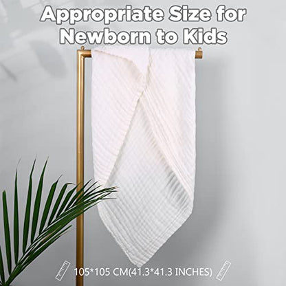 Baby Bath Towels, Super Soft Cotton Receiving Blanket for Baby's Delicate Skin,2Pack Swaddle Blanket for Newborns Toddlers Boy Girl,Baby Registry as Shower (White+White) - color: White+white