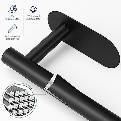 DGWHYC Self Adhesive Toilet Paper Holder, Matte Black Toilet Paper Holder Rustproof 304 Stainless Steel for Bathroom, Kitchen and Washroom, 3M Wall Mount DG-TPA21 - color: Black