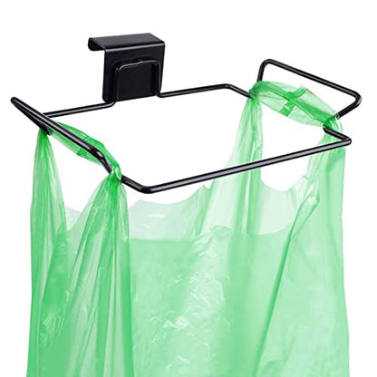 Large Stainless Steel Trash Bag Holder for Kitchen Cabinets Doors and Cupboards, Black - color: Black