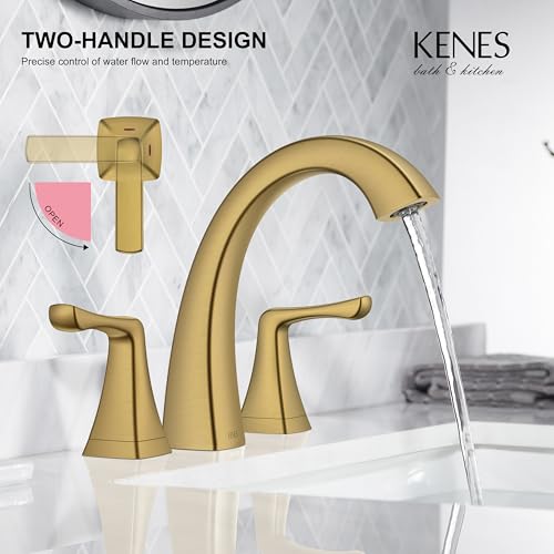 Bathroom Faucets for Sink 3 Hole Brushed Gold 2 Handle Widespread | Bathroom Vanity Faucet with Pop Up Drain & Supply Lines, Lead-Free cUPC & NSF Certified, 8 Inch Faucet for Vanity RV Sink - color: Brushed Gold
