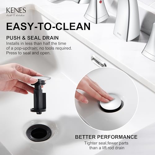 Bathroom Faucets for Sink 3 Hole, Chrome 8 Inch 2 Handle Widespread | Bathroom Vanity Faucet with Pop Up Drain & Supply Lines, Lead-Free cUPC & NSF Certified, 8 Inch Faucet for Vanity RV Sink - color: Chrome