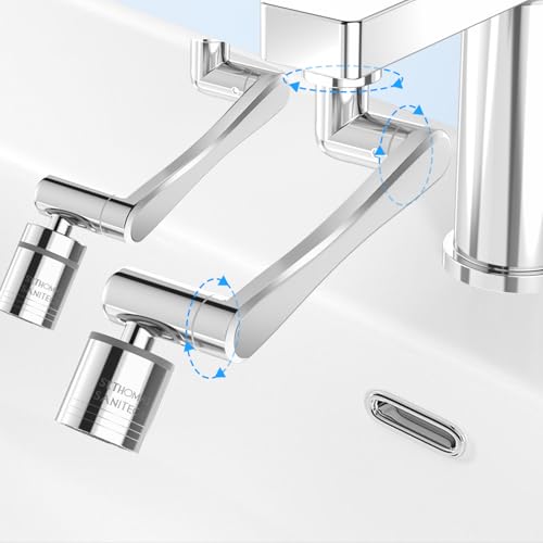 London Sunshine 2PC 1080° Swivel Faucet Extender,360° Swivel Robotic Arm Faucet Aerator,2 Sprayer Mode Kitchen Faucet Attachment Tap Head Replacement For Bathroom/Kitchen/Face/Hair - color: 2 Pieces 1080°