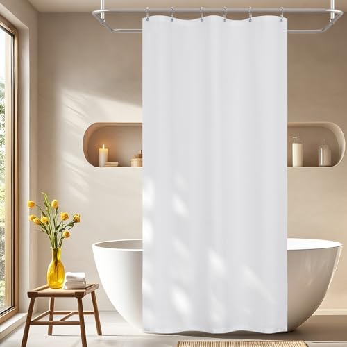 Seenus Soft Microfiber Stall Shower Curtain with Waterproof TPU Backed, 36 x 72 Inch White Small Shower Curtain Liner with 2 Large Magnets, Washable Cloth Bathroom Shower Stall Curtain Lightweight - color: White, size: 36"W x 72"L (Pack of 1)