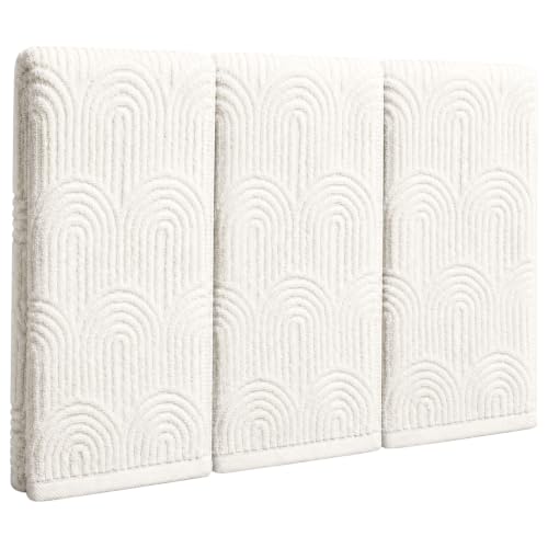 3pcs Beige Hand Towels for Bath,100% Cotton Cream Boho 3D Arched Stripes Decorative Towel Set for Home Bathroom Kitchen Decor Gift,13.8x29.5 Inch - color: Beige, size: 3pcs
