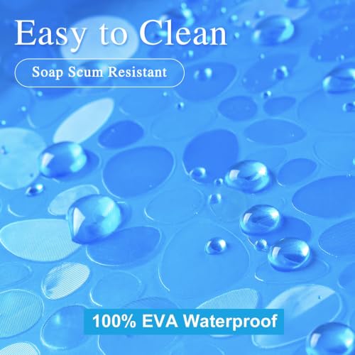 UFRIDAY Blue Clear Shower Curtain Liner 72 x 72 inch,EVA 3D Cobblestone Weighted Plastic Bathroom Shower Curtain Liner with 3 Big Magnets,Transparent. - color: Cobblestone Blue, size: 72"W x 72"L (Pack of 1)