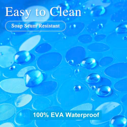 UFRIDAY Blue Clear Shower Curtain Liner 72 x 72 inch,EVA 3D Cobblestone Weighted Plastic Bathroom Shower Curtain Liner with 3 Big Magnets,Transparent. - color: Cobblestone Blue, size: 72"W x 72"L (Pack of 1)