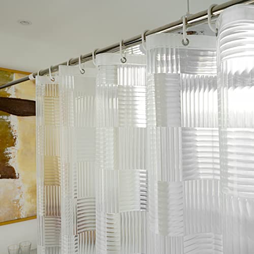 EurCross Stall Clear Shower Curtain Liner 60inch Wide by 72inch Long with Geometric Design,Softer Waterproof EVA Small Size Liner for Shower Stall with 3 Magnets - color: Clear, size: 60"W x 72"L (Pack of 1)